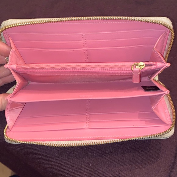 Coach Heritage Signature Wallet Pink Khaki Stripe Zip Wallet 8”x4” - Picture 15 of 15